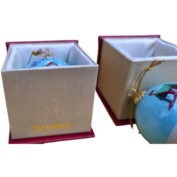 2 Vintage Pier 1 Imports Ornaments Li Bien New Home 2018 Hand-Painted Glass - Picture 4 of 9